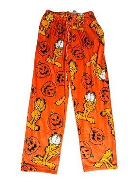 Nickelodeon Garfield Halloween Pajama Pants L Orange Pumpkin Fleece